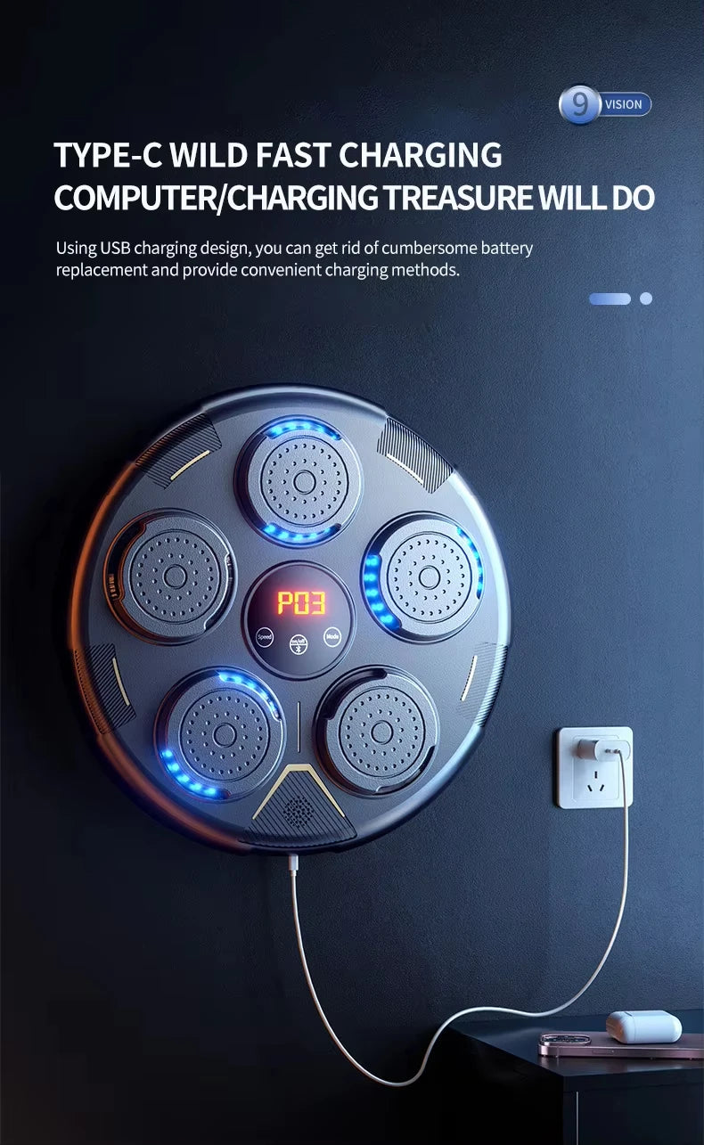 Máquina de boxeo con luces LED y música