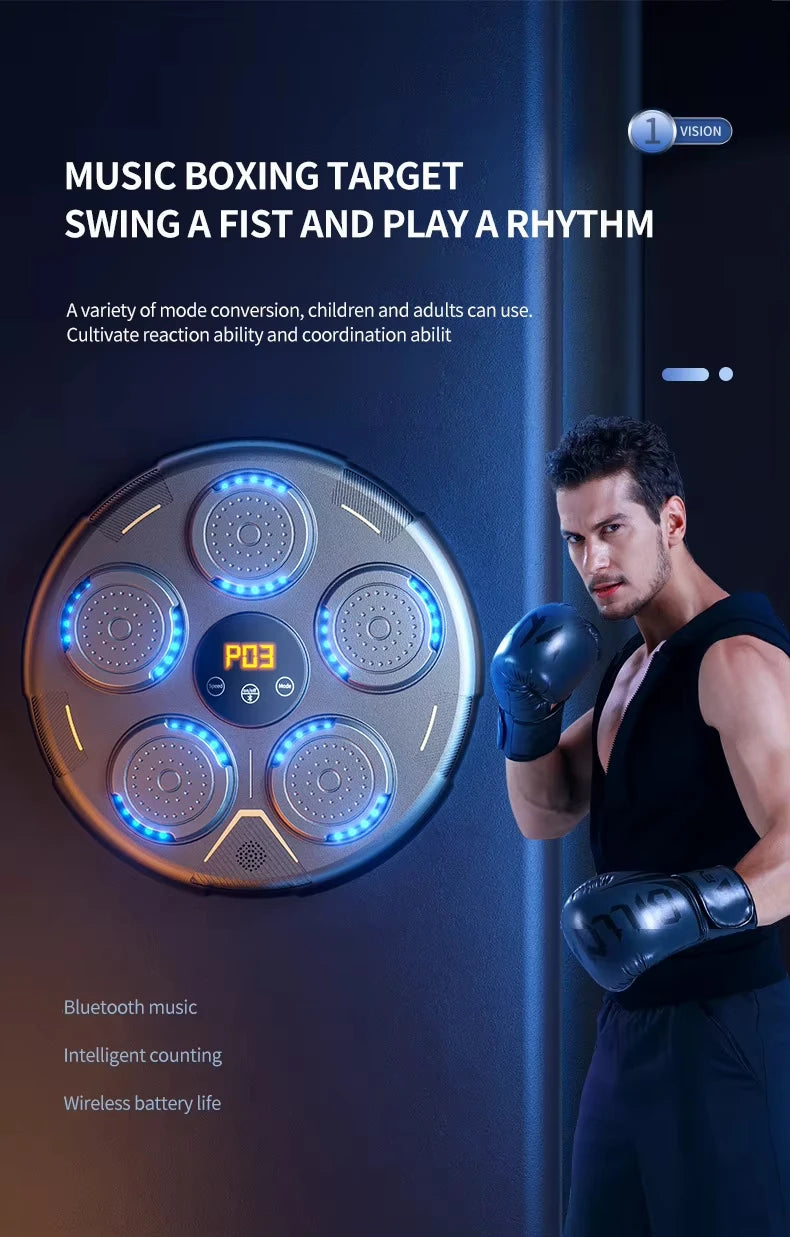 Máquina de boxeo con luces LED y música