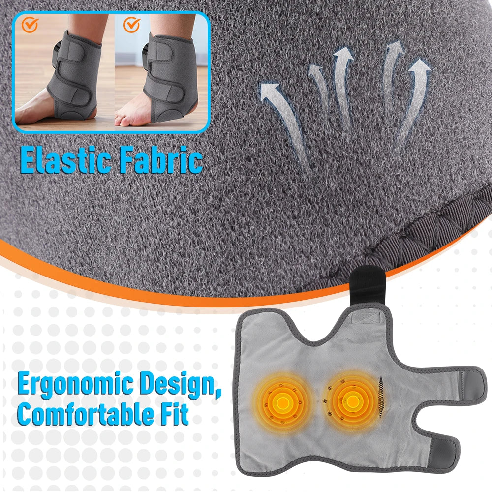 Masajeador de pies con doble motor, 6 niveles de calor, 3 niveles de vibración, masaje de pies y tobillos, compresa caliente y soporte de protección.