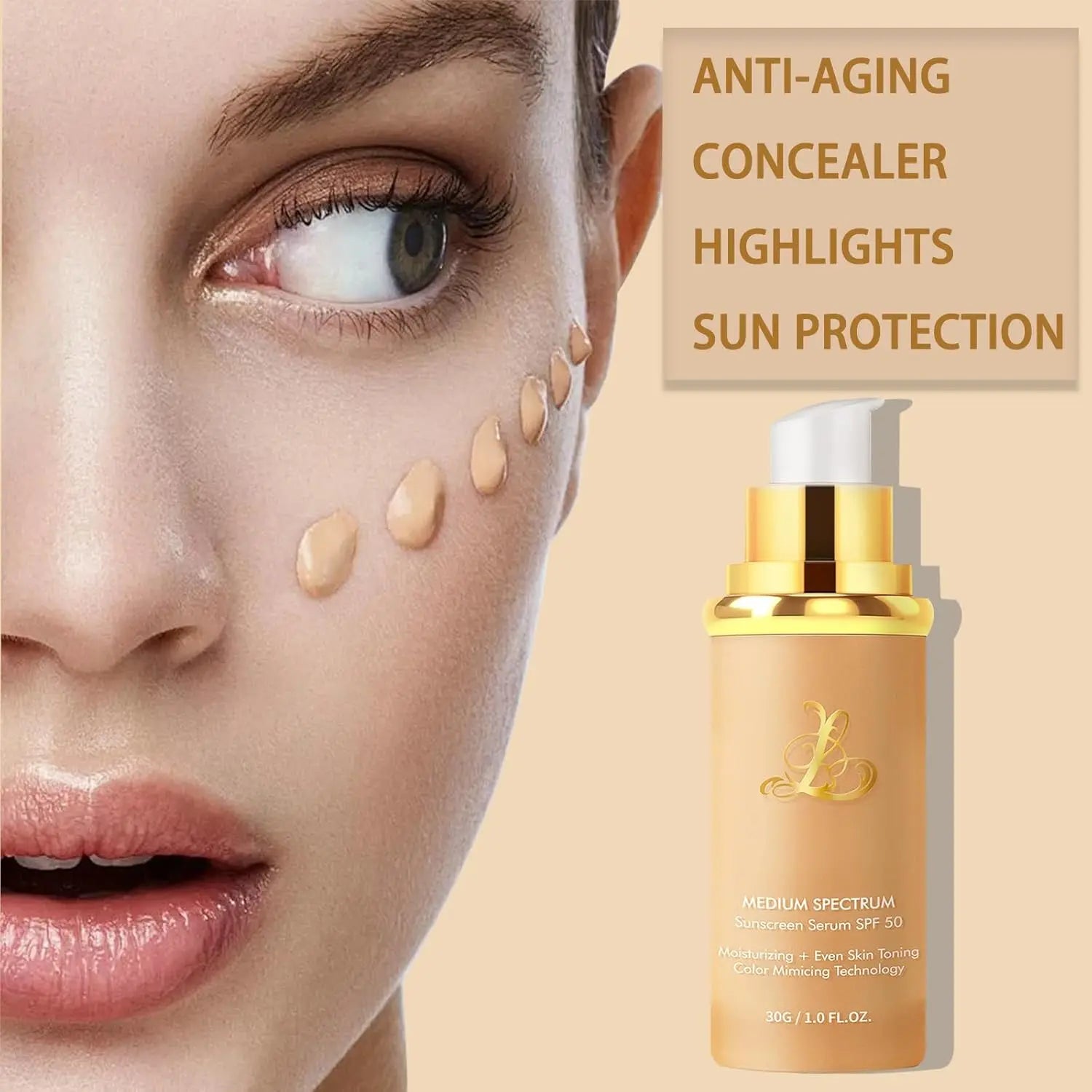 Base de maquillaje 4 en 1 que cambia de color: hidratante, corrector, protección solar, larga duración y resistente al agua.