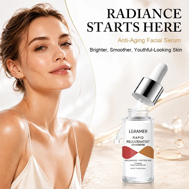 Sérum facial con péptidos de niacinamida de 30 ml/50 ml, esencia iluminadora antiedad, reduce la opacidad y unifica el tono de la piel.