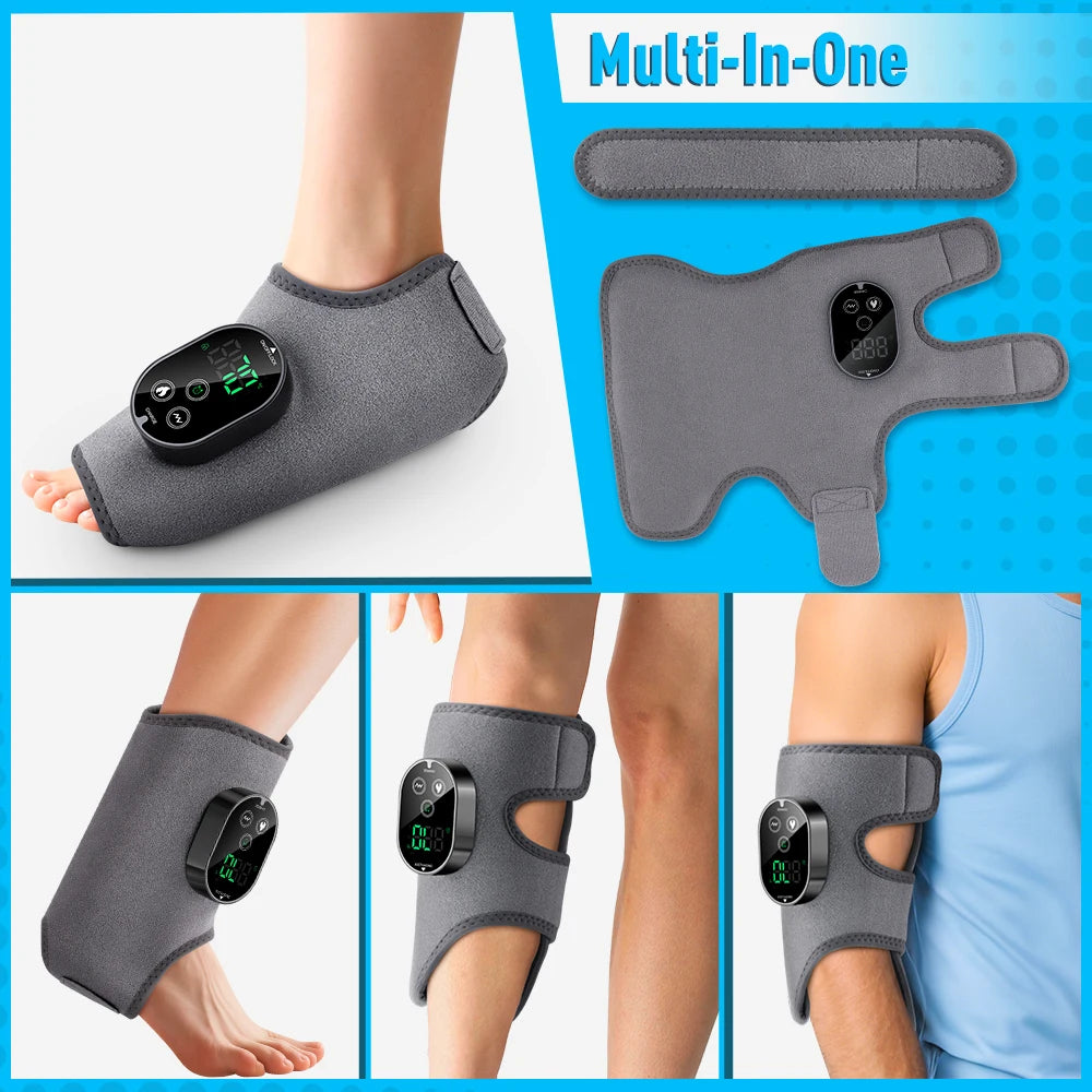 Masajeador de pies con doble motor, 6 niveles de calor, 3 niveles de vibración, masaje de pies y tobillos, compresa caliente y soporte de protección.