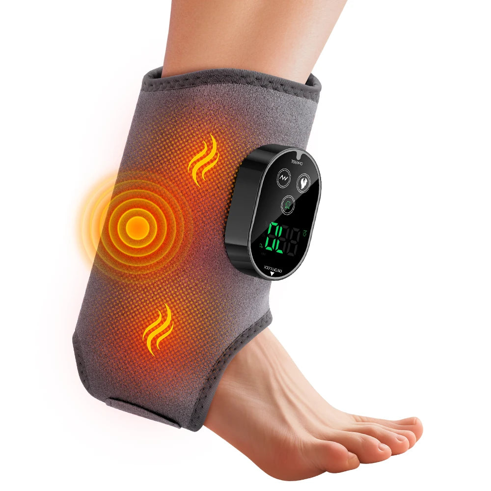 Masajeador de pies con doble motor, 6 niveles de calor, 3 niveles de vibración, masaje de pies y tobillos, compresa caliente y soporte de protección.