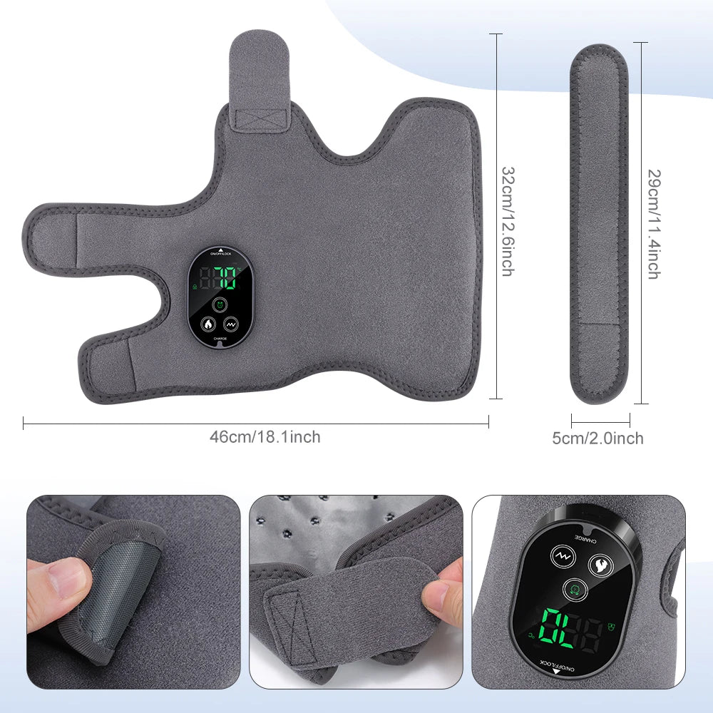 Masajeador de pies con doble motor, 6 niveles de calor, 3 niveles de vibración, masaje de pies y tobillos, compresa caliente y soporte de protección.