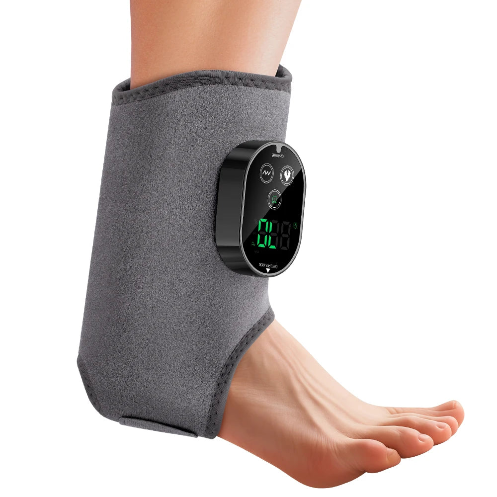 Masajeador de pies con doble motor, 6 niveles de calor, 3 niveles de vibración, masaje de pies y tobillos, compresa caliente y soporte de protección.