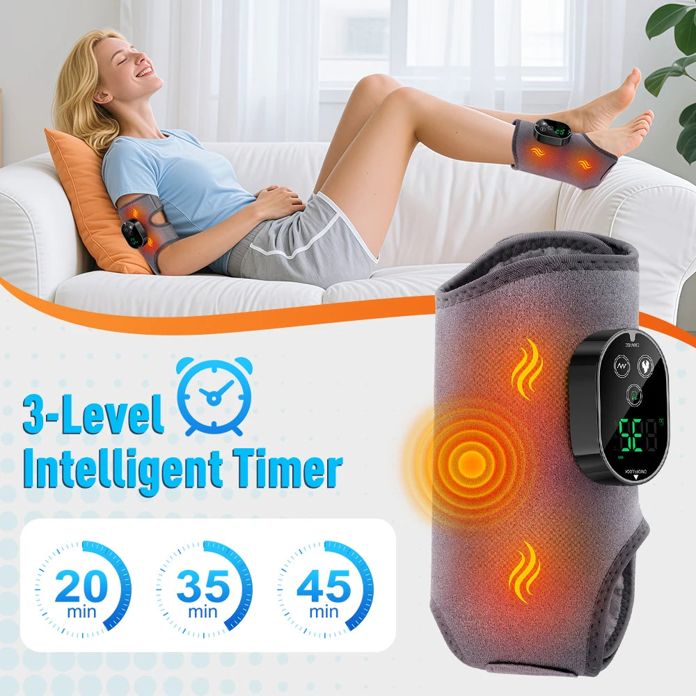Masajeador de pies con doble motor, 6 niveles de calor, 3 niveles de vibración, masaje de pies y tobillos, compresa caliente y soporte de protección.
